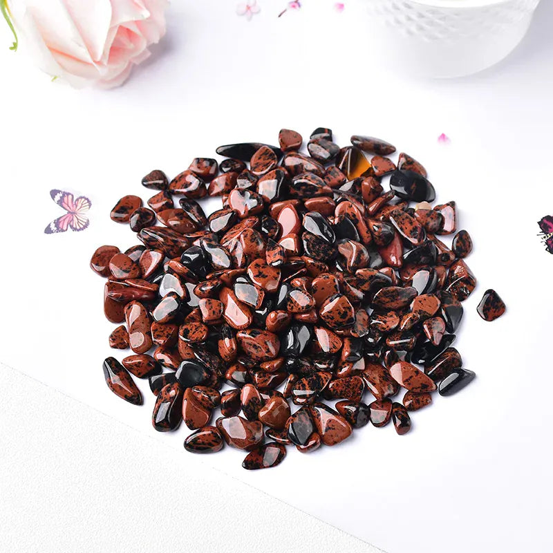 100g Natural Crystal Gravel Specimen Polished Rose Quartz Home Decor Colorful for Aquarium Healing Energy Stone Rock Mineral Red Obsidian Crystal + Quartz