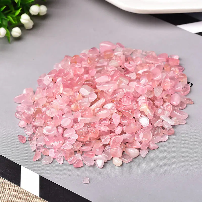 100g Natural Crystal Gravel Specimen Polished Rose Quartz Home Decor Colorful for Aquarium Healing Energy Stone Rock Mineral Rose Quartz Crystal + Quartz