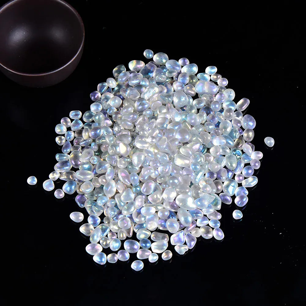 100g Natural Crystal Gravel Specimen Polished Rose Quartz Home Decor Colorful for Aquarium Healing Energy Stone Rock Mineral Spectrolite Crystal + Quartz