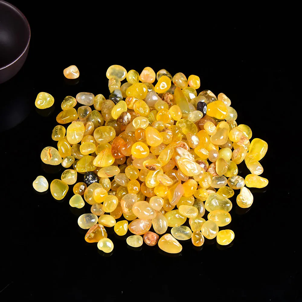 100g Natural Crystal Gravel Specimen Polished Rose Quartz Home Decor Colorful for Aquarium Healing Energy Stone Rock Mineral Yellow Agate Crystal + Quartz