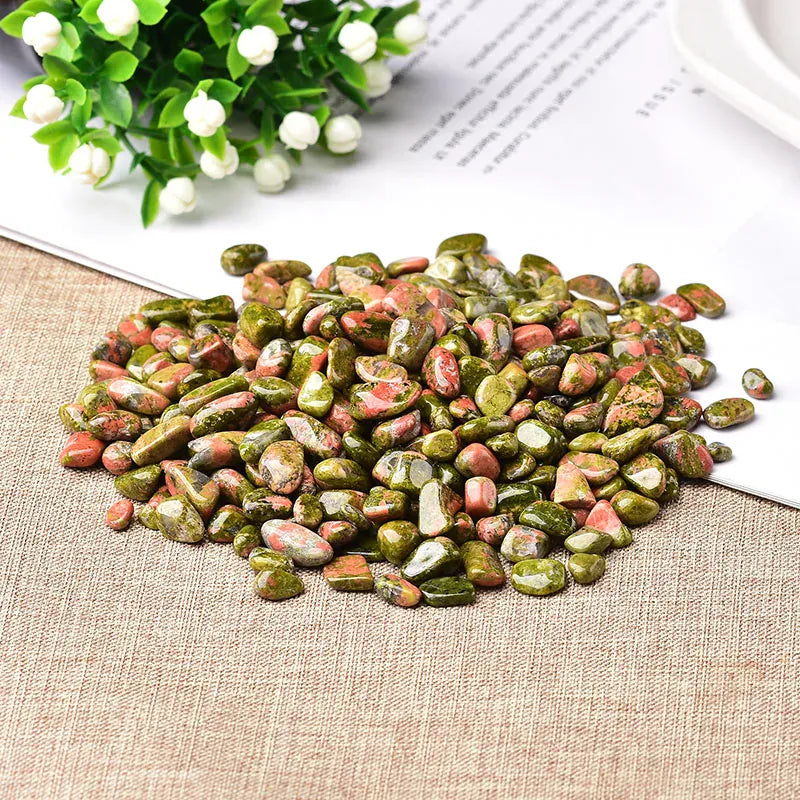 100g Natural Crystal Gravel Specimen Rose Quartz Amethyst Home Decor Colorful for Aquarium Healing Energy Stone Rock Mineral Unakite / 100g Crystal + Quartz