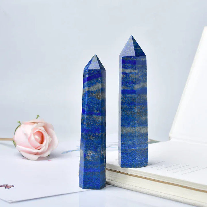 110-130mm Natural Crystal Point Lapis Lazuli Healing Stone Obelisk Quartz Wand Ornament for Home Decor Energy Stone Pyramid Lapis Lazuli / 110-130mm Crystal And Quartz
