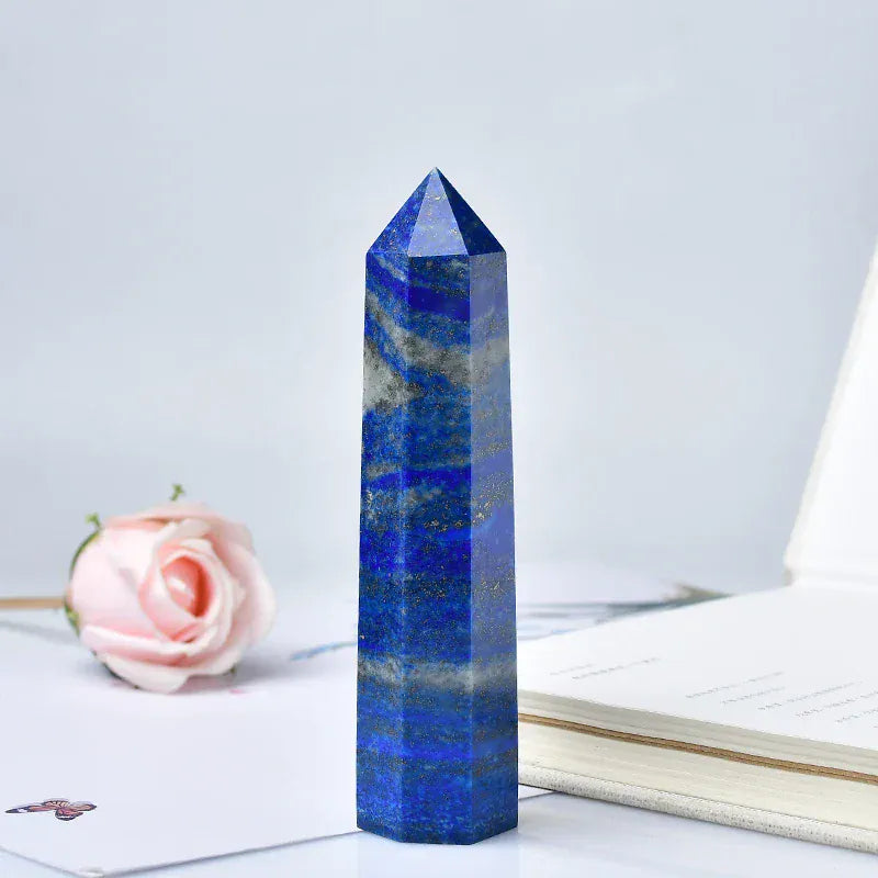 110-130mm Natural Crystal Point Lapis Lazuli Healing Stone Obelisk Quartz Wand Ornament for Home Decor Energy Stone Pyramid Lapis Lazuli / 110-130mm Crystal And Quartz