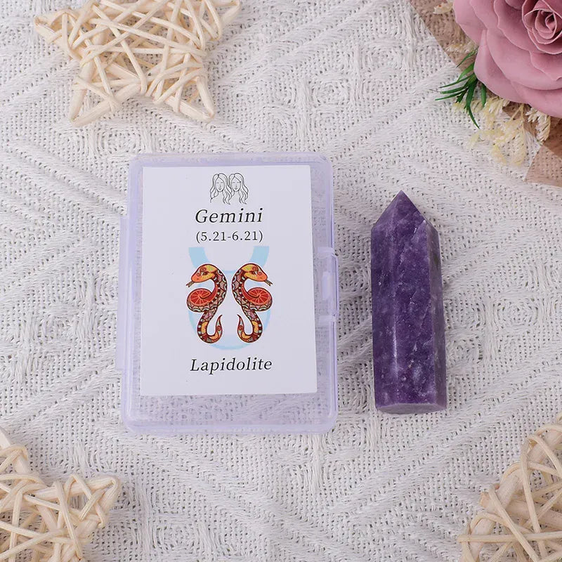 12 Constellations Natural Amethyst Rose Quartz Citrine Ecliptic Style Crystal Wand Leo Aries TaurusGem Tower For Home Decoration Taurus Citrine / 1Pc Crystal + Quartz