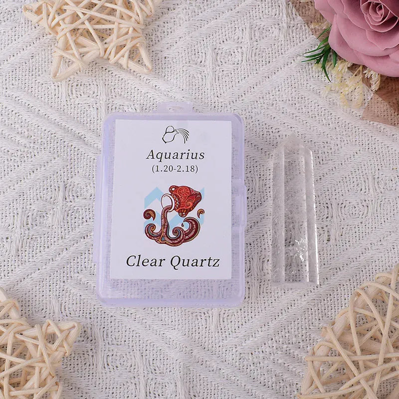 12 Constellations Natural Amethyst Rose Quartz Citrine Ecliptic Style Crystal Wand Leo Aries TaurusGem Tower For Home Decoration Taurus Citrine / 1Pc Crystal + Quartz