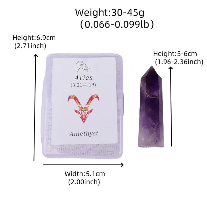 12 Constellations Natural Amethyst Rose Quartz Citrine Ecliptic Style Crystal Wand Leo Aries TaurusGem Tower For Home Decoration Taurus Citrine / 1Pc Crystal + Quartz