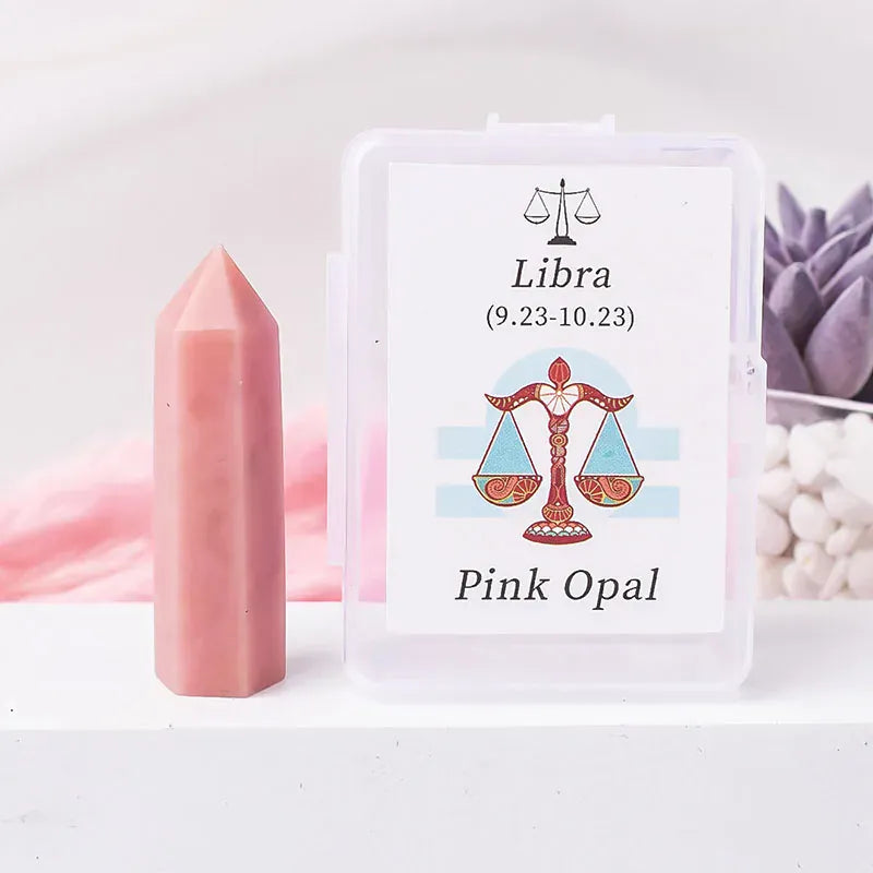 12 Constellations Natural Crystal Crystal Amethyst Rose Quartz Ecliptic Style Magic Wand Libra Aries Gem Tower For Home Decora Leo Rose Quartz / 1Pc Crystal + Quartz