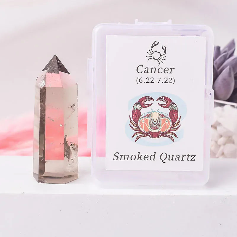 12 Constellations Natural Crystal Crystal Amethyst Rose Quartz Ecliptic Style Magic Wand Libra Aries Gem Tower For Home Decora Libra Pink Opal / 1Pc Crystal + Quartz