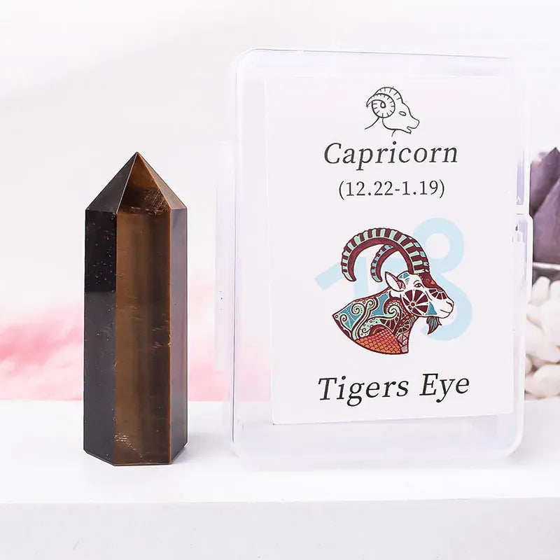 12 Constellations Natural Crystal Crystal Amethyst Rose Quartz Ecliptic Style Magic Wand Libra Aries Gem Tower For Home Decora Libra Pink Opal / 1Pc Crystal + Quartz