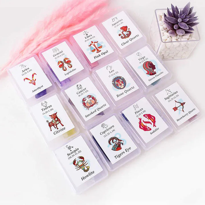 12 Constellations Natural Crystal Crystal Amethyst Rose Quartz Ecliptic Style Magic Wand Libra Aries Gem Tower For Home Decora Pisces Sodalite / 1Pc Crystal + Quartz