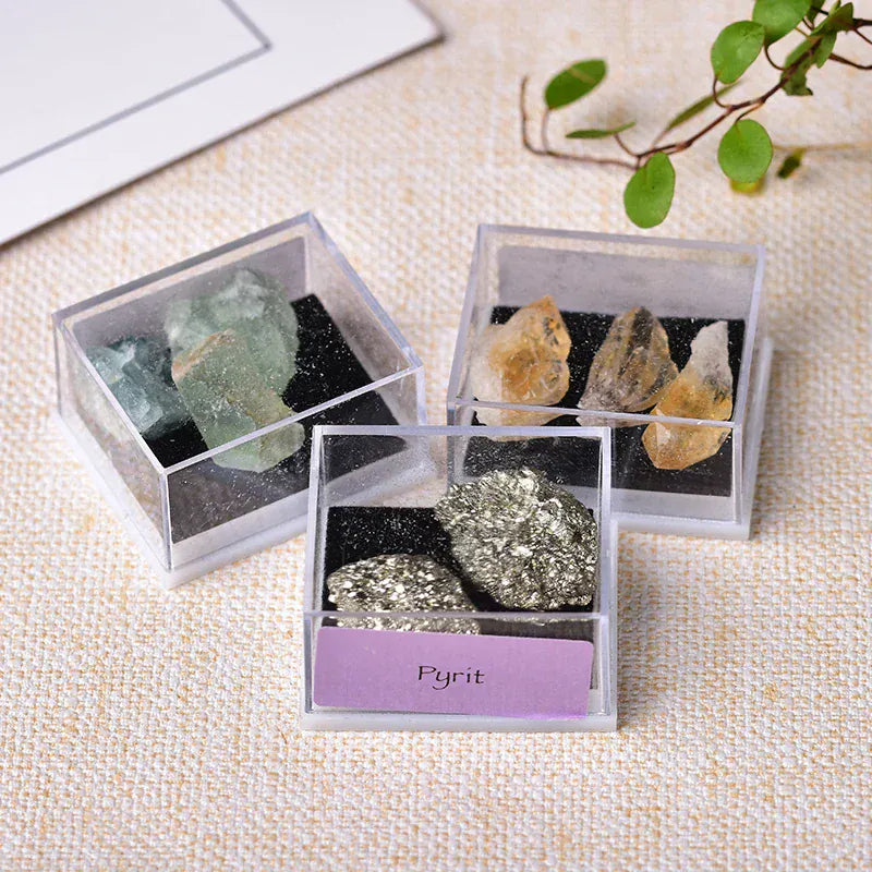 1Box Natural Mineral Specimen Natural Crystal Quartz Ornaments Healing Stone Home Decor Teaching Specimens Gifts for Children Amethyst / 40x35x20mm Crystal + Quartz
