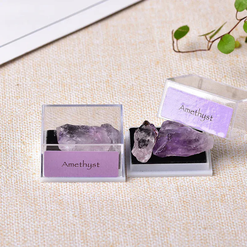 1Box Natural Mineral Specimen Natural Crystal Quartz Ornaments Healing Stone Home Decor Teaching Specimens Gifts for Children Fluorite / 40x35x20mm Crystal + Quartz