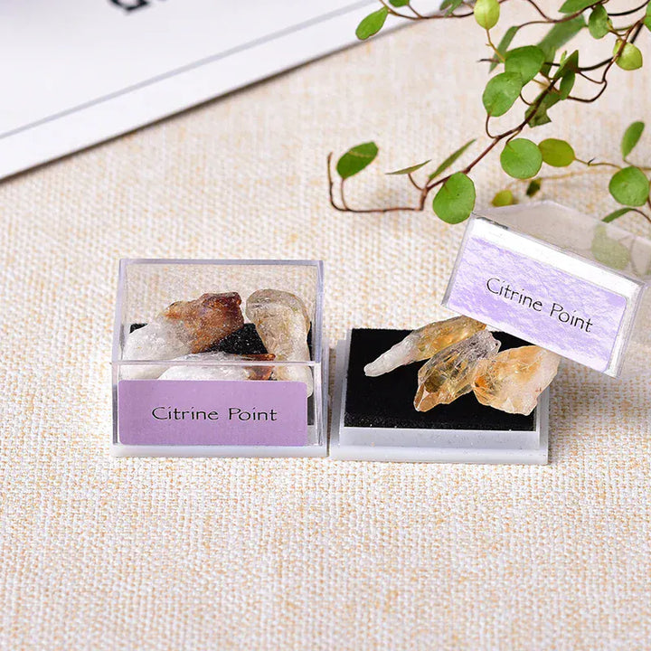 1Box Natural Mineral Specimen Natural Crystal Quartz Ornaments Healing Stone Home Decor Teaching Specimens Gifts for Children Rose Quartz / 40x35x20mm Crystal + Quartz