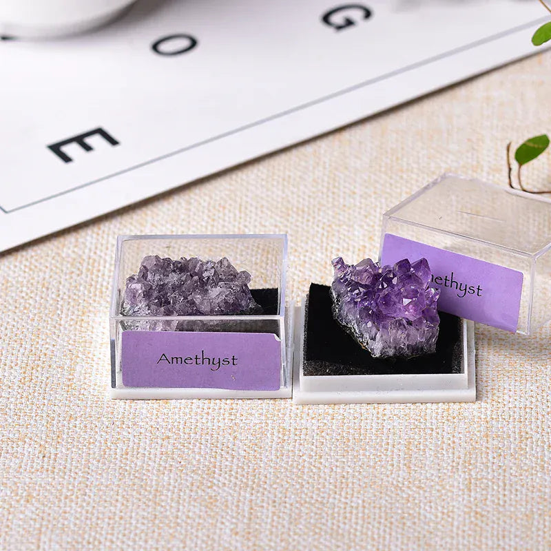 1Box Natural Mineral Specimen Natural Crystal Quartz Ornaments Healing Stone Home Decor Teaching Specimens Gifts for Children Rose Quartz / 40x35x20mm Crystal + Quartz