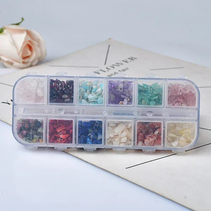 1Box Natural Stone and Crystal Irregular Gravel Specimen Healing Stone Reiki Home Decor Handmade Diy Gift Teaching Specimen 1 Box Crystal + Quartz