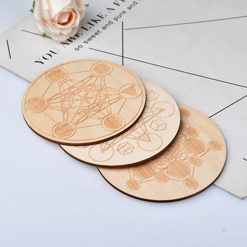 1PC 10Cm For Seven Chakra Healing Stone Seven Star Array Reiki Wood Plate Cube Yoga Chakra Home Decor Diy Gift Style 2 / 1PC Crystal + Quartz