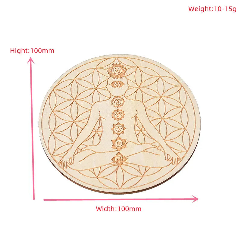 1PC 10Cm For Seven Chakra Healing Stone Seven Star Array Reiki Wood Plate Cube Yoga Chakra Home Decor Diy Gift Style 3 / 1PC Crystal + Quartz