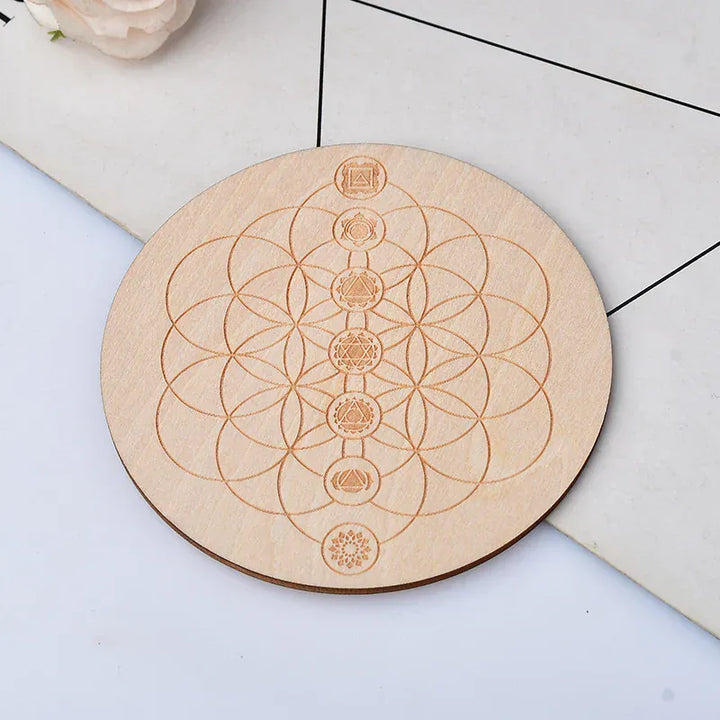 1PC 10Cm For Seven Chakra Healing Stone Seven Star Array Reiki Wood Plate Cube Yoga Chakra Home Decor Diy Gift Style 3 / 1PC Crystal + Quartz