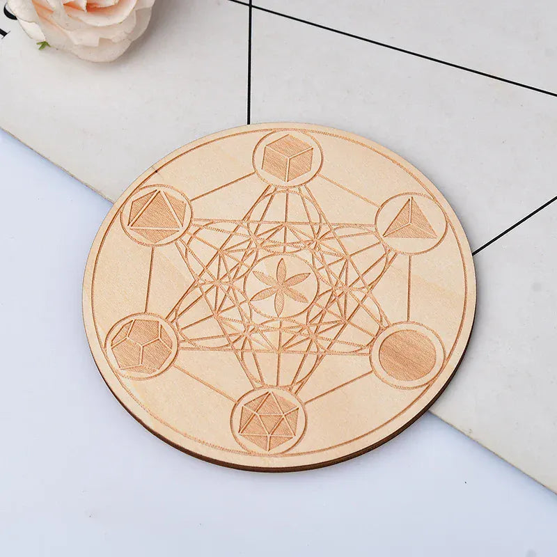 1PC 10Cm For Seven Chakra Healing Stone Seven Star Array Reiki Wood Plate Cube Yoga Chakra Home Decor Diy Gift Style 3 / 1PC Crystal + Quartz