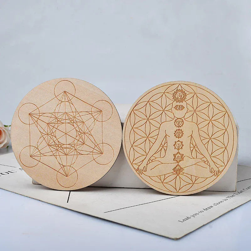 1PC 10Cm For Seven Chakra Healing Stone Seven Star Array Reiki Wood Plate Cube Yoga Chakra Home Decor Diy Gift Style 6 / 1PC Crystal + Quartz