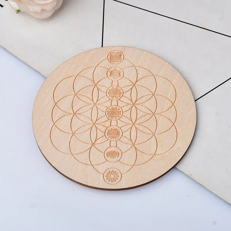 1PC 10Cm For Seven Chakra Healing Stone Seven Star Array Reiki Wood Plate Cube Yoga Chakra Home Decor Diy Gift Style 6 / 1PC Crystal + Quartz
