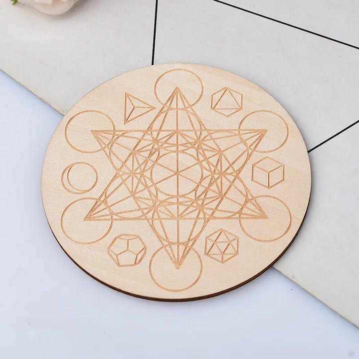 1PC 10Cm For Seven Chakra Healing Stone Seven Star Array Reiki Wood Plate Cube Yoga Chakra Home Decor Diy Gift Style 6 / 1PC Crystal + Quartz