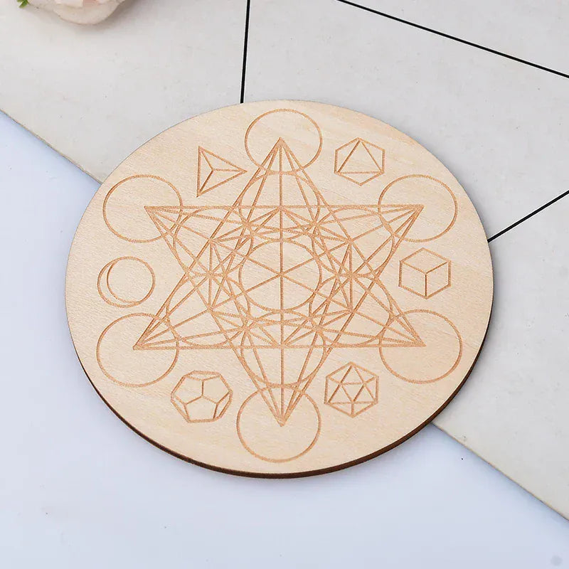 1PC 10Cm For Seven Chakra Healing Stone Seven Star Array Reiki Wood Plate Cube Yoga Chakra Home Decor Diy Gift Style 6 / 1PC Crystal + Quartz