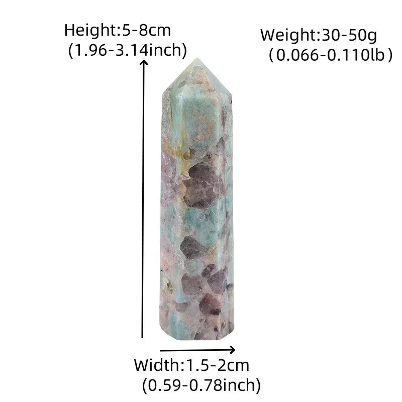 1Pc 50-80mm Natural Crystal Point Symbiotic Amazon Stone Polished Obelisk Quartz Wand Tower Ornament For Home Decoration Crystal And Quartz