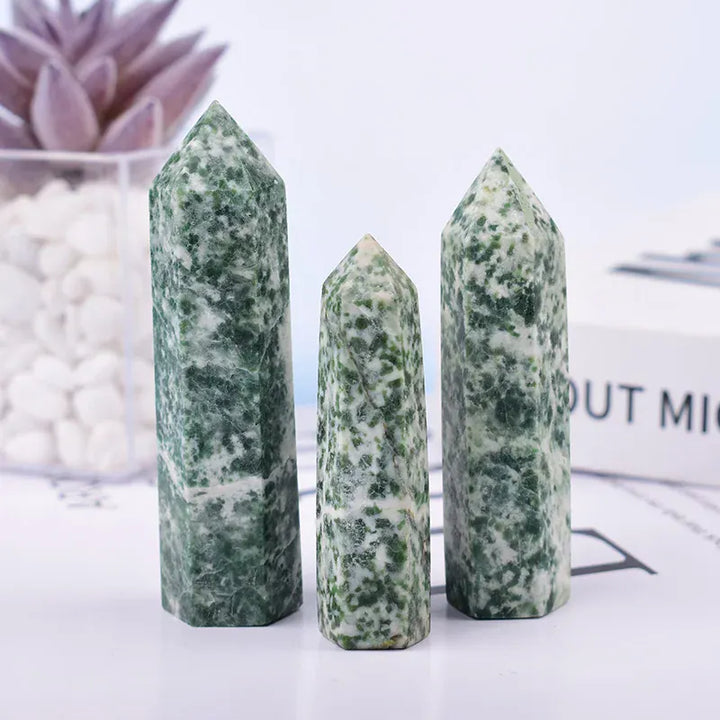 1PC 50-80mm Natural Qinghai Jade Polished Crystal Point Reiki Healing Obelisk Tower Simple Ornament For Home Decoration Crystal And Quartz