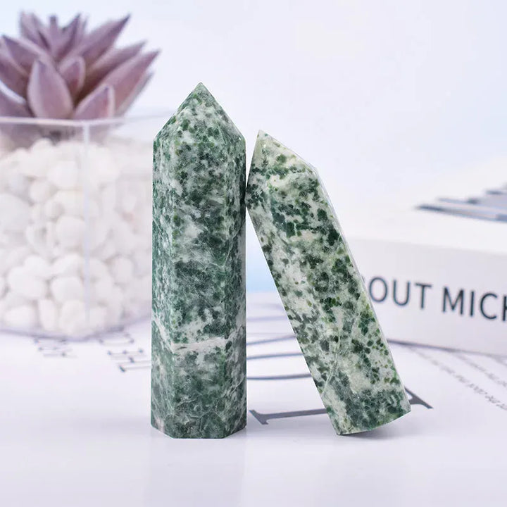 1PC 50-80mm Natural Qinghai Jade Polished Crystal Point Reiki Healing Obelisk Tower Simple Ornament For Home Decoration Crystal And Quartz