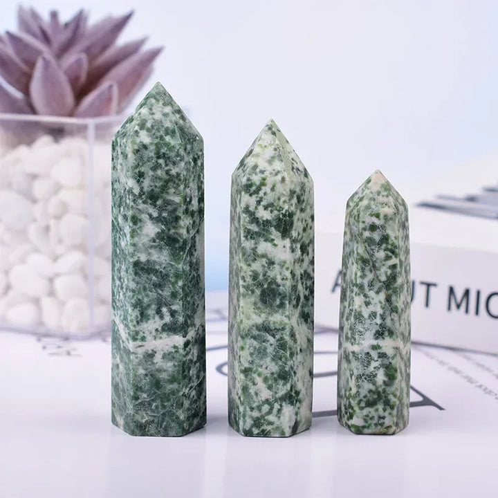 1PC 50-80mm Natural Qinghai Jade Polished Crystal Point Reiki Healing Obelisk Tower Simple Ornament For Home Decoration Crystal And Quartz