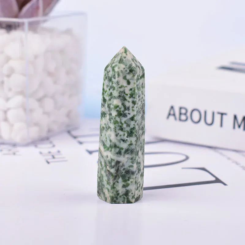 1PC 50-80mm Natural Qinghai Jade Polished Crystal Point Reiki Healing Obelisk Tower Simple Ornament For Home Decoration Qinghai Jade / 60-70mm Crystal And Quartz