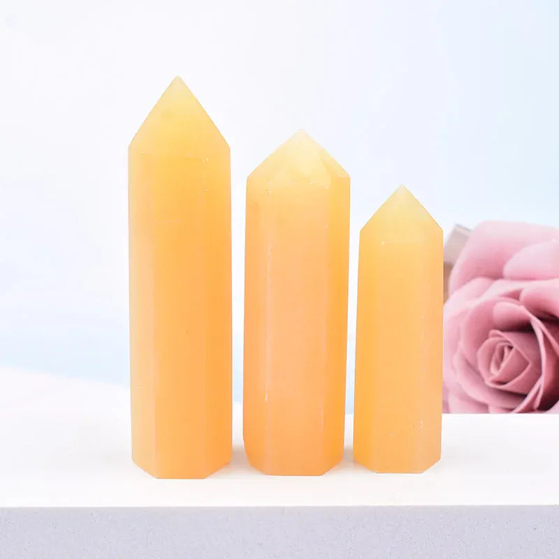 1Pc 50-80mm Natural Yellow AventurinePolished Crystal Point Hexagonal Obelisk Quartz Wand Beautiful Ornament For Home Decoration Crystal And Quartz