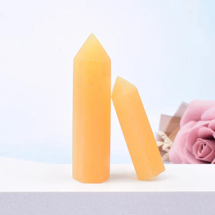 1Pc 50-80mm Natural Yellow AventurinePolished Crystal Point Hexagonal Obelisk Quartz Wand Beautiful Ornament For Home Decoration Crystal And Quartz