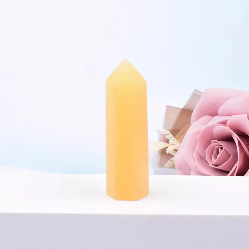 1Pc 50-80mm Natural Yellow AventurinePolished Crystal Point Hexagonal Obelisk Quartz Wand Beautiful Ornament For Home Decoration Yellow Aventurine / 50-60mm Crystal And Quartz