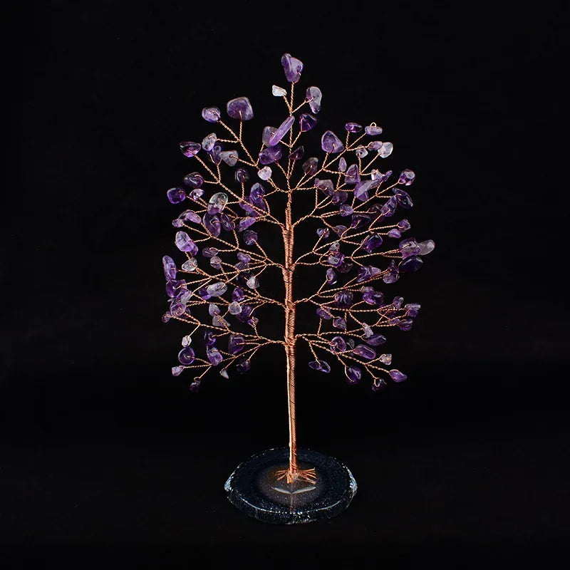 1PC Handmade Natural Crystal Tree Agate Lucky Tree Reiki Healing Gravel Specimen Home Decoration Ornaments Souvenir Gift Amethyst / 1PC Crystal + Quartz