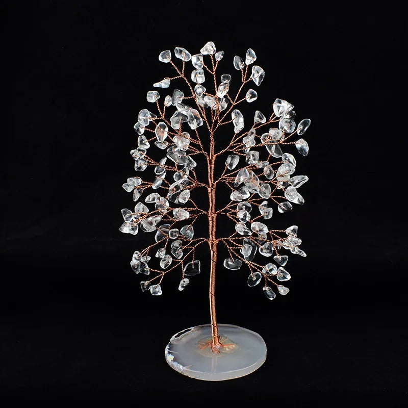 1PC Handmade Natural Crystal Tree Agate Lucky Tree Reiki Healing Gravel Specimen Home Decoration Ornaments Souvenir Gift Clear Quartz / 1PC Crystal + Quartz