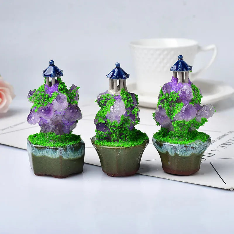 1PC Natural Amethyst Decoration Crystal Quartz Mineral Ornaments Hand Made Home Decoration Lawn Healing Pavilion Decorate Amethyst / 1PC Crystal + Quartz