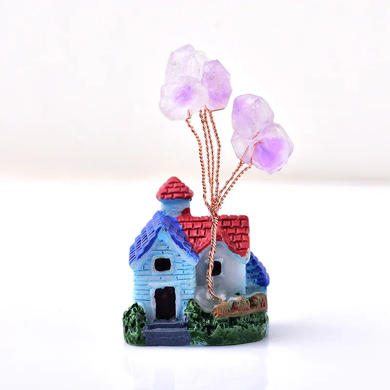 1PC Natural Amethyst Tree Crystal Quartz Mineral Ornaments Tree of Life Home Decoration Lucky tree Healing Pavilion Decorate Blue House Tree / 1Pc Crystal + Quartz