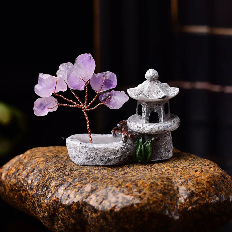 1PC Natural Amethyst Tree Crystal Quartz Mineral Ornaments Tree of Life Home Decoration Lucky tree Healing Pavilion Decorate Pavilion Tree / 1Pc Crystal + Quartz