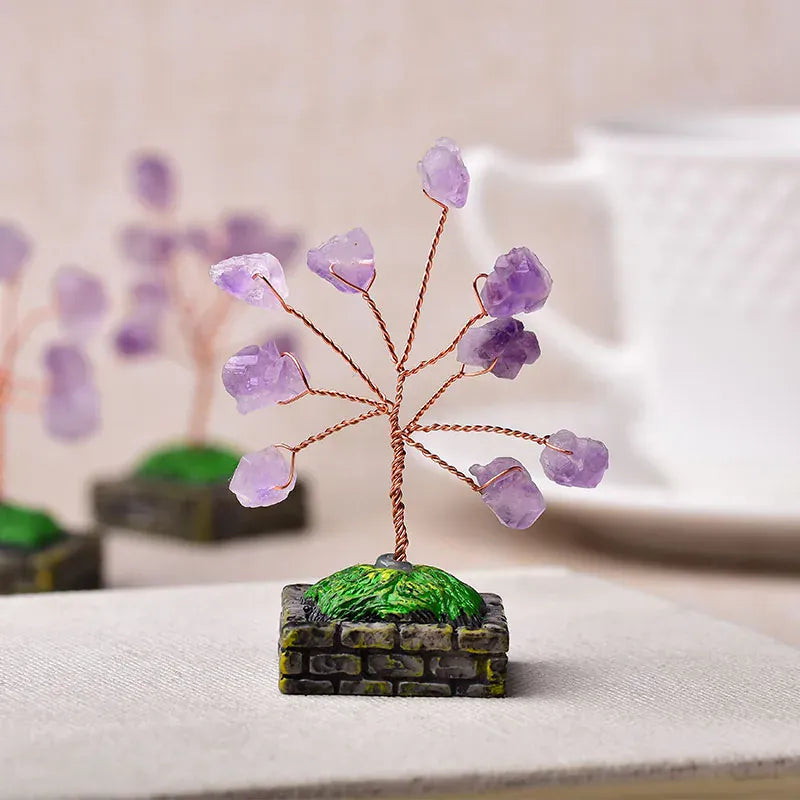 1PC Natural Amethyst Tree Crystal Quartz Mineral Ornaments Tree of Life Home Decoration Lucky tree Healing Pavilion Decorate Small Tree / 1Pc Crystal + Quartz