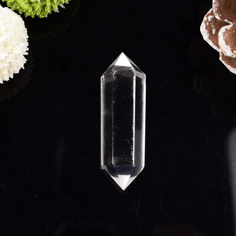 1PC Natural Clear Quartz Polished Crystal Hexagonal Double Terminated Points Meditation Reiki Healing DIY Mineral Jewelry Gift Clear Quartz / 1PC Crystal + Quartz