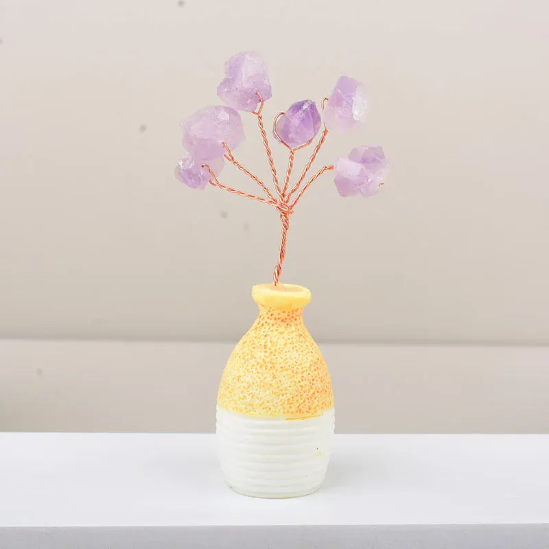 1PC Natural Crystal Amethyst Bottle Tree Handmade Lucky Tree Reiki Healing Home Decoration Ornaments Souvenir Gift Style 2 / 1PC Crystal + Quartz