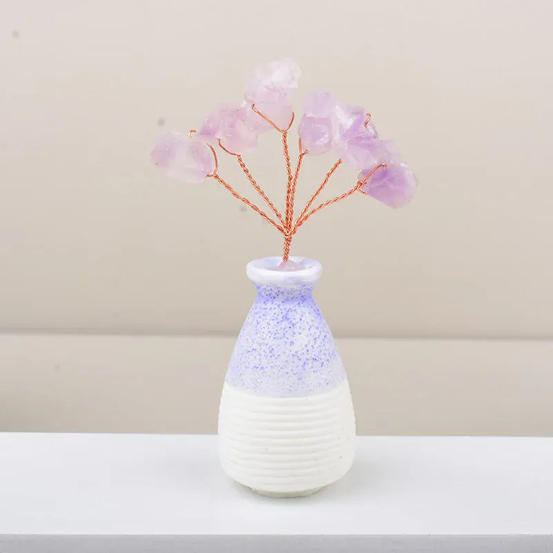 1PC Natural Crystal Amethyst Bottle Tree Handmade Lucky Tree Reiki Healing Home Decoration Ornaments Souvenir Gift Style 3 / 1PC Crystal + Quartz