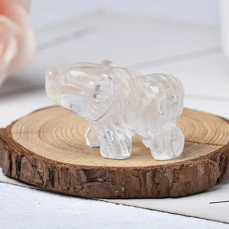 1PC Natural Crystal Bear Figurine Animals Stone Reiki Polished Crafts Small Decoration Home Decor Christmas Present Souvenir Flowers Agate Crystal + Quartz