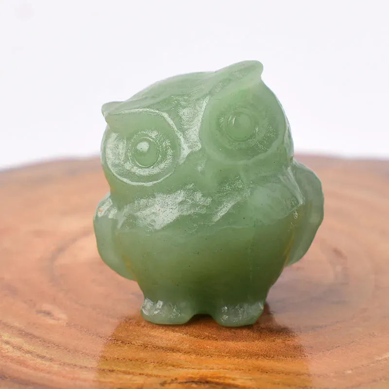 1PC Natural Crystal Carved Rose Quartz Owl Obsidian Animals Figurine Stone Crafts Small Decoration Home Decor Aventurine / 1Pc Crystal + Quartz