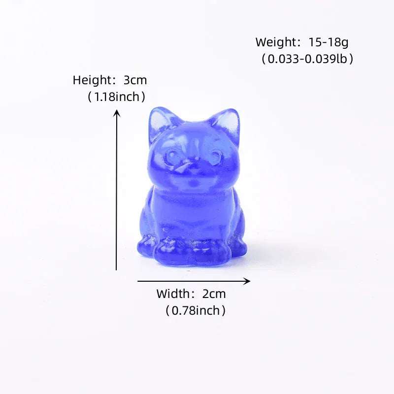 1PC Natural Crystal Carved Sit Cat Healing Stone Crystal Figurines Reiki Gemstone Crafts Home Decoration Children DIY Gift Green Aventurine / 1Pc Crystal + Quartz