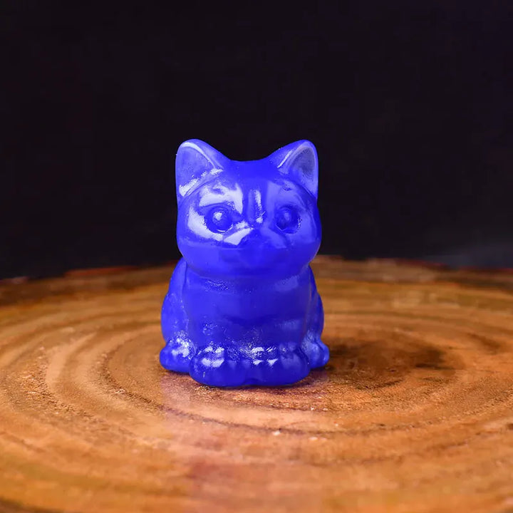 1PC Natural Crystal Carved Sit Cat Healing Stone Crystal Figurines Reiki Gemstone Crafts Home Decoration Children DIY Gift Green Aventurine / 1Pc Crystal + Quartz