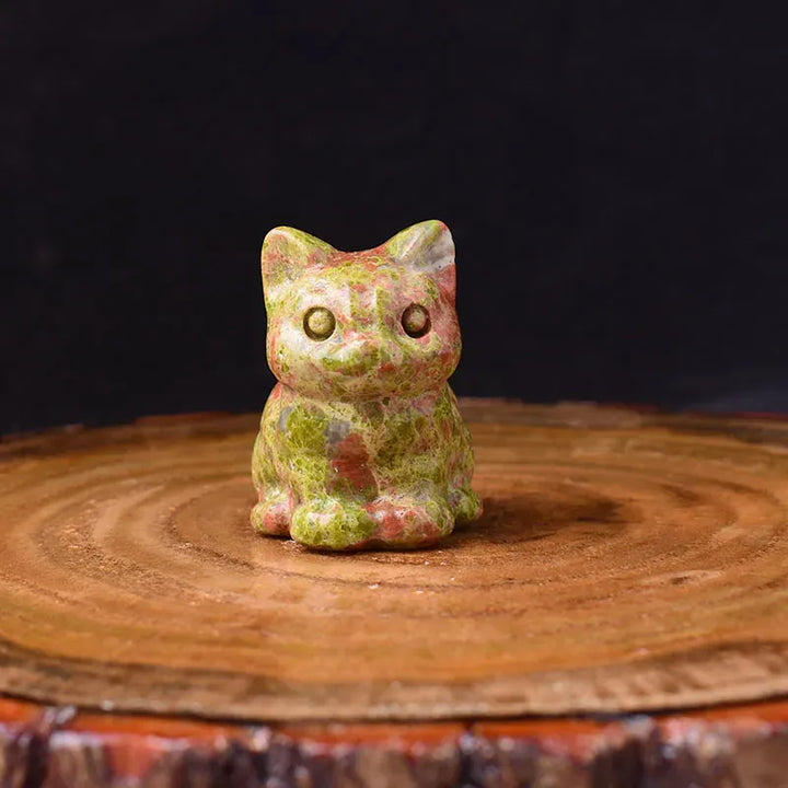 1PC Natural Crystal Carved Sit Cat Healing Stone Crystal Figurines Reiki Gemstone Crafts Home Decoration Children DIY Gift Labradorite / 1Pc Crystal + Quartz