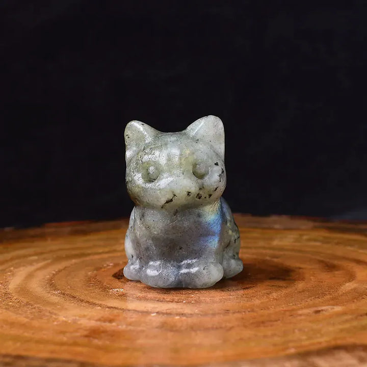 1PC Natural Crystal Carved Sit Cat Healing Stone Crystal Figurines Reiki Gemstone Crafts Home Decoration Children DIY Gift Opal-K9 / 1Pc Crystal + Quartz